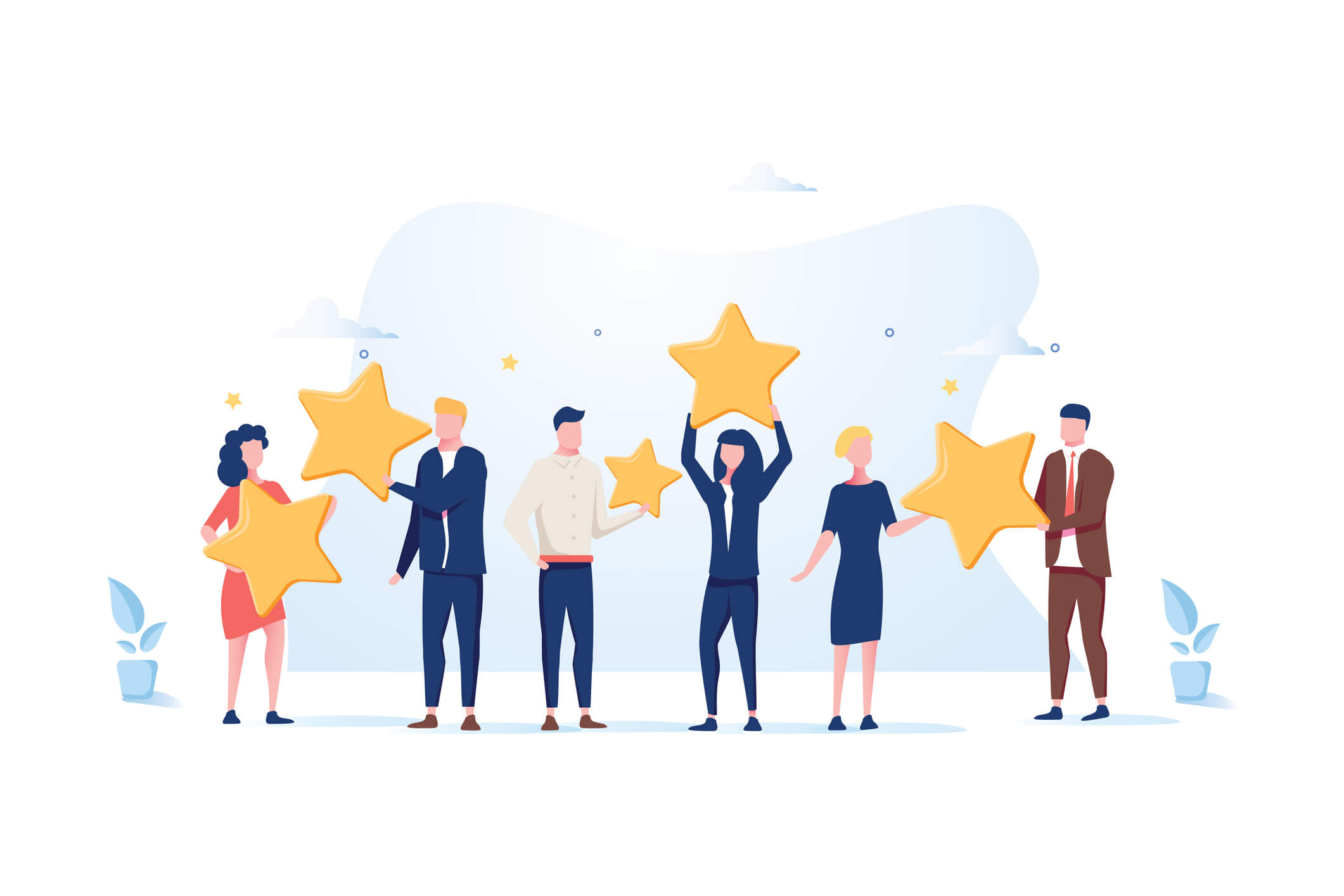 Customer review rating. Different People give review rating and feedback. Flat vector illustration. Customer review rating. Different People give review rating and feedback. Flat vector illustration. Customer choice. Know your client concept. Rank rating stars feedback. Business satisfaction support